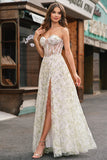Robe de soirée corset trapèze trapèze vert clair avec broderie