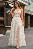 Robe de soirée corset trapèze trapèze vert clair avec broderie