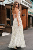 Robe de soirée corset trapèze trapèze vert clair avec broderie