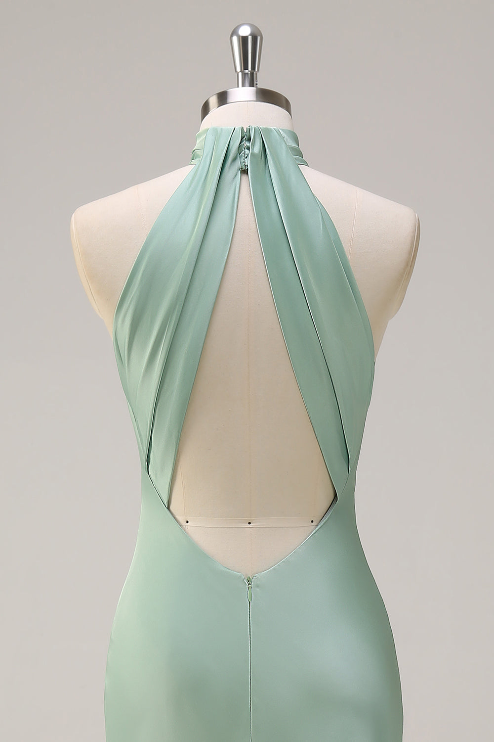 Halter Open Back Robe de demoiselle d’honneur longue vert citron