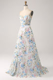 Ivoire fleur A-ligne bustier long Corset robe de bal