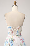 Ivoire fleur A-ligne bustier long Corset robe de bal