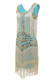 Champagne Gatsby Robe des années 20 avec paillettes et franges