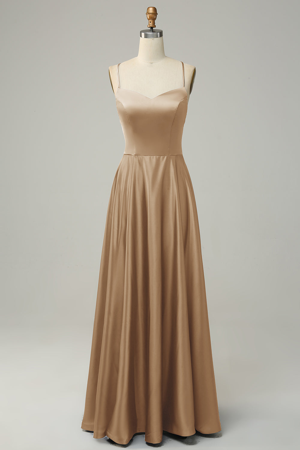 Gris Bleu Halter A Line Robe de demoiselle d’honneur longue