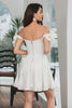 Charger l&#39;image dans la galerie, Robe courte de graduation corset trapèze blanc avec volants