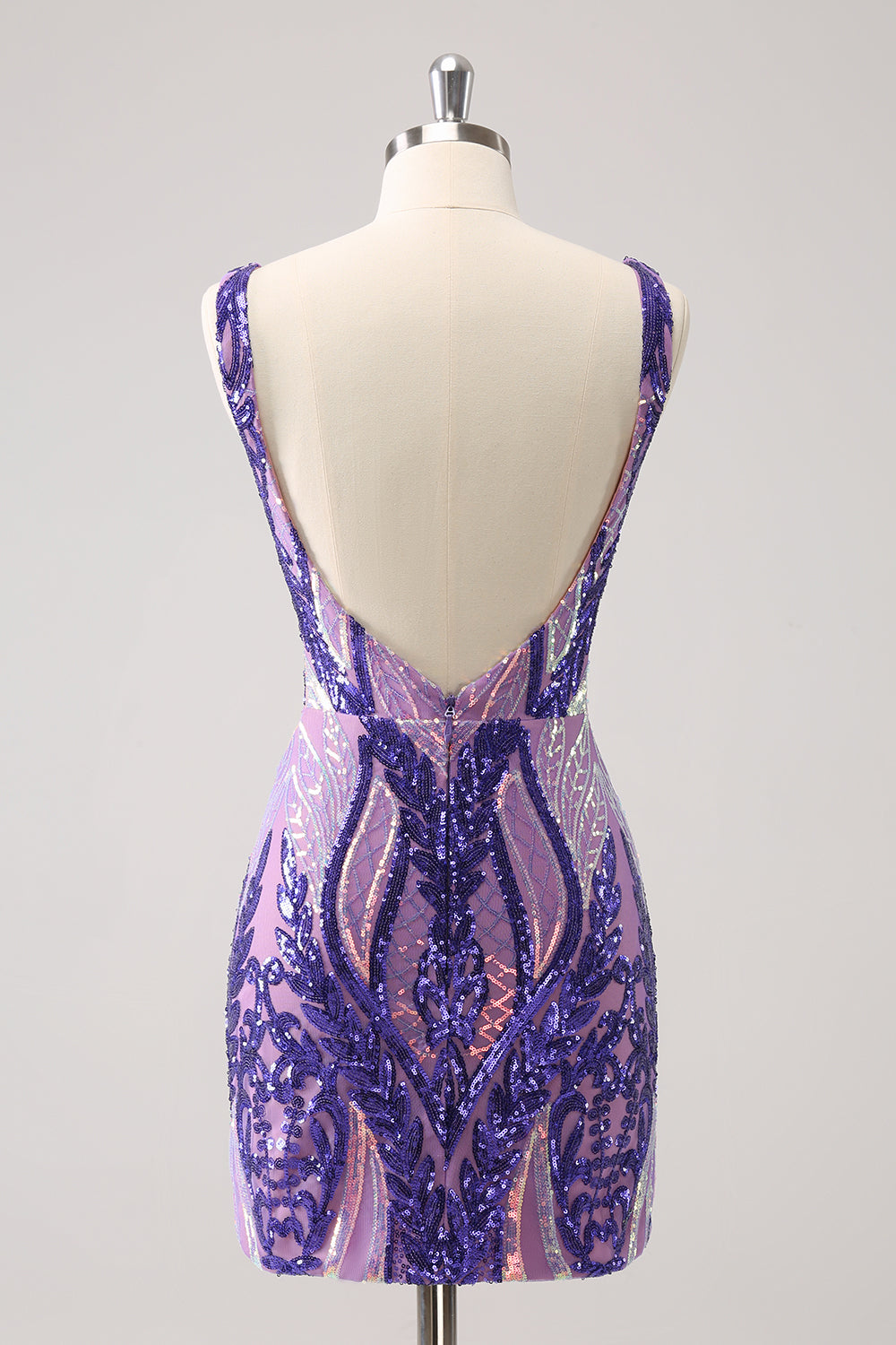 Robe de soirée Court moulante à paillettes à paillettes violet foncé scintillante