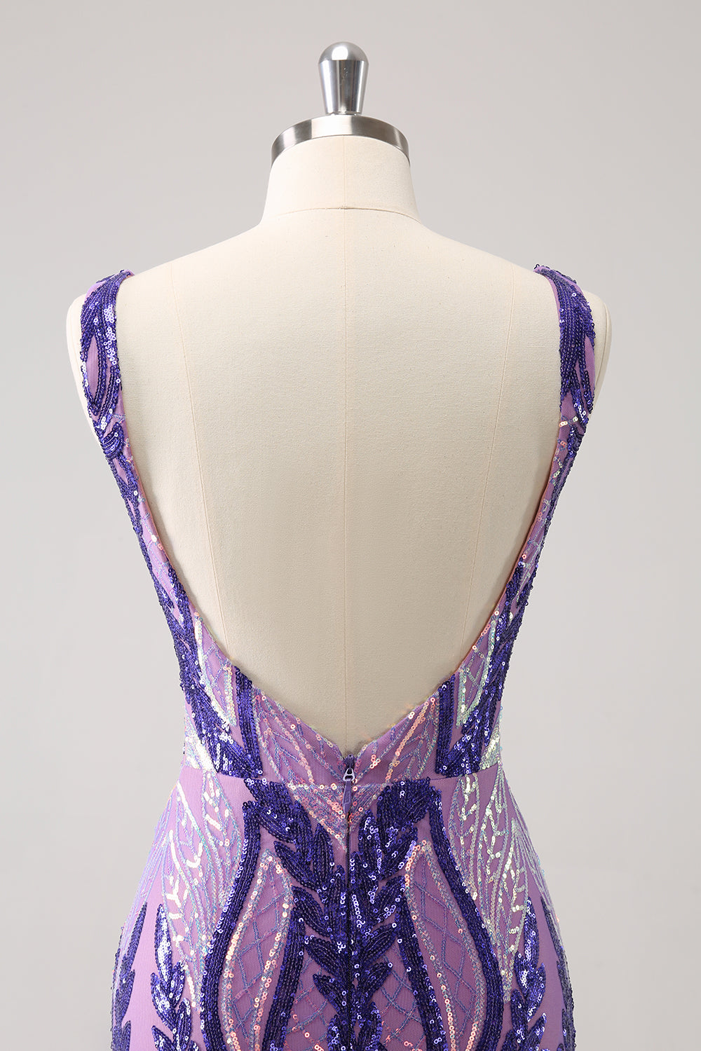 Robe de soirée Court moulante à paillettes à paillettes violet foncé scintillante