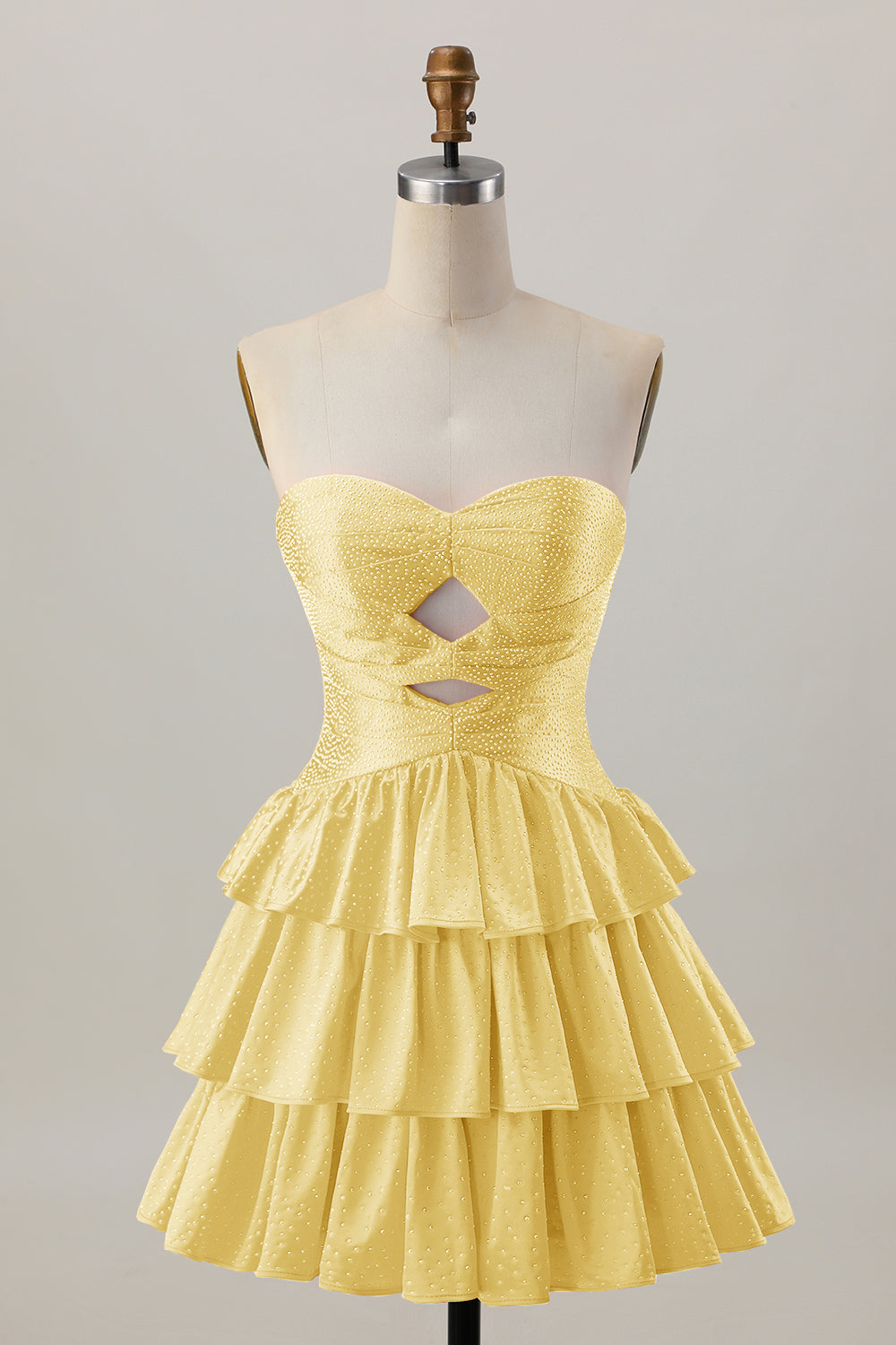 Orange sans bretelles à plusieurs niveaux Une ligne découpée Robe de cocktail avec perles