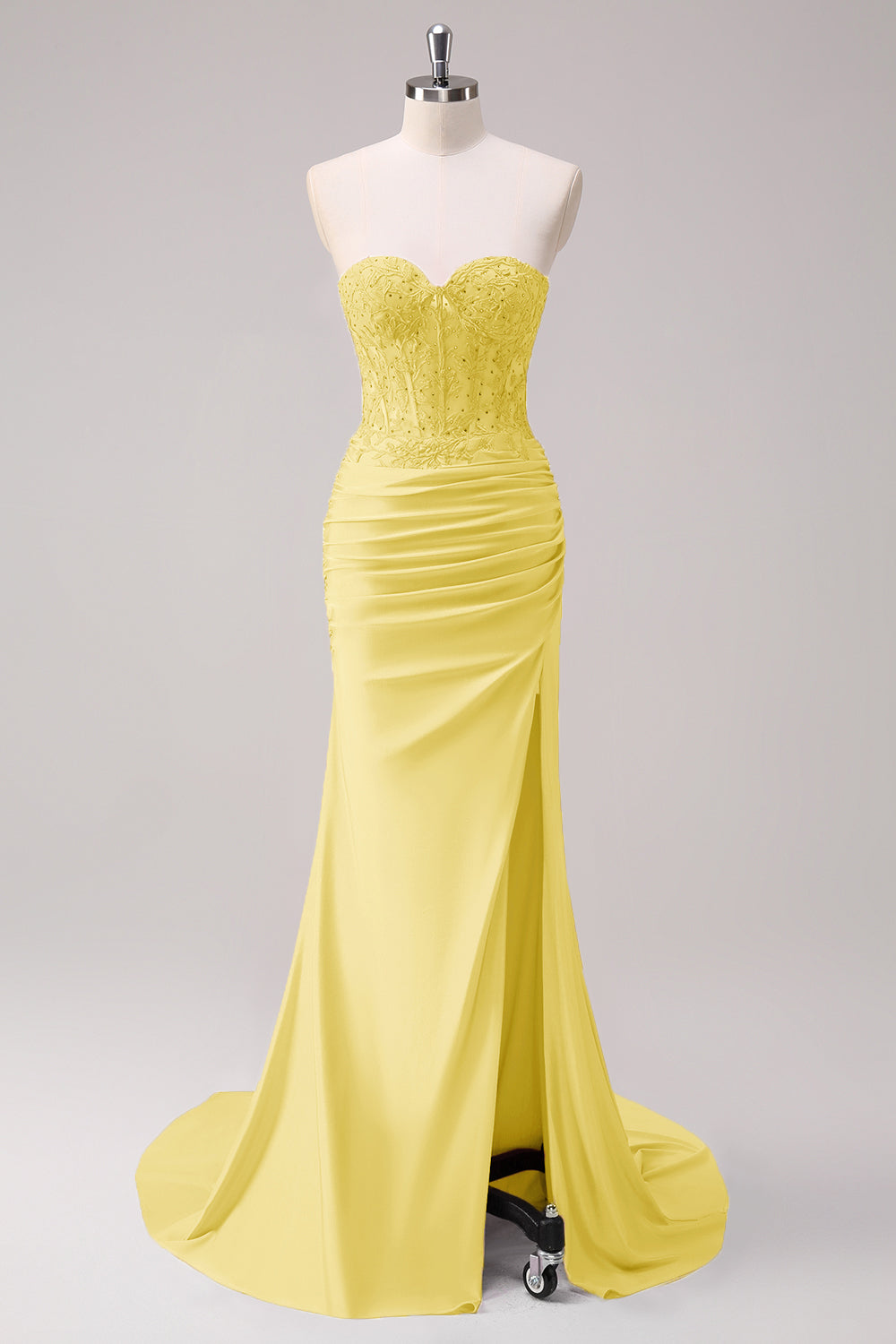 Sirène applique bustier corset Robe De Soirée fuchsia avec fente