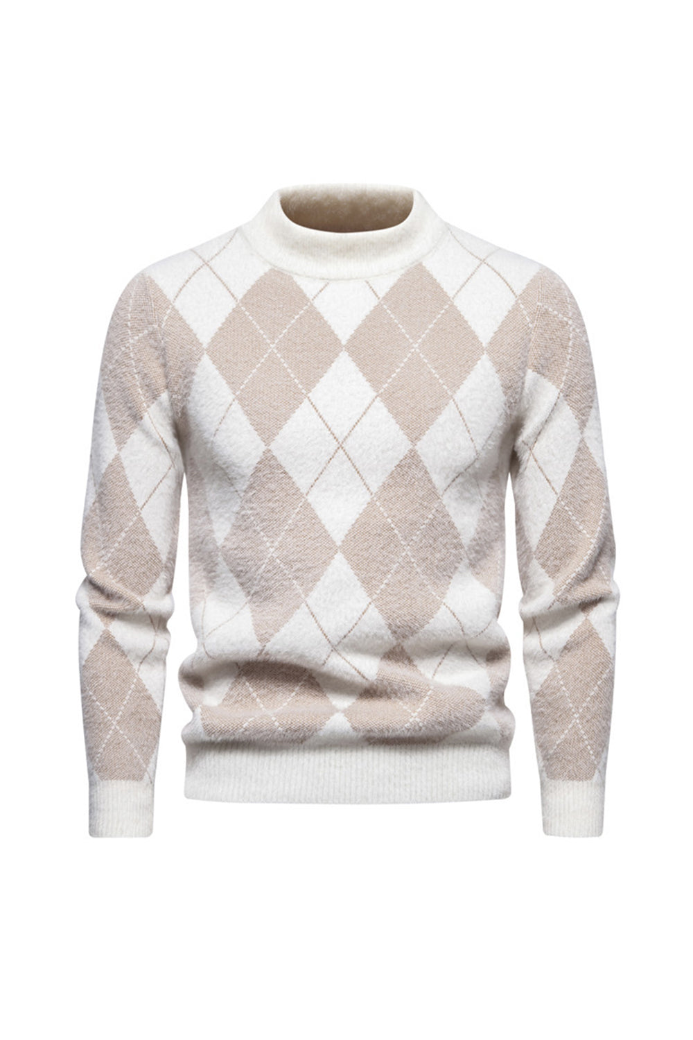 Pull imprimé en maille col rond kaki clair pour homme