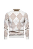 Pull imprimé en maille col rond kaki clair pour homme
