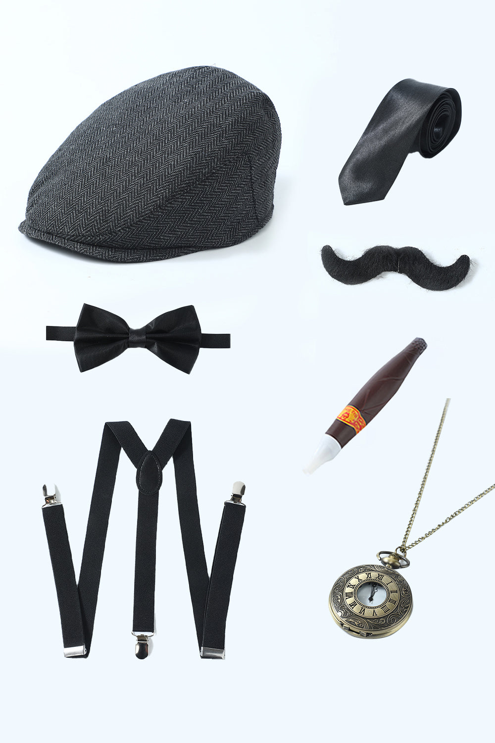 Châle noir Revers Ensemble d’accessoires pour hommes avec 6 pièces