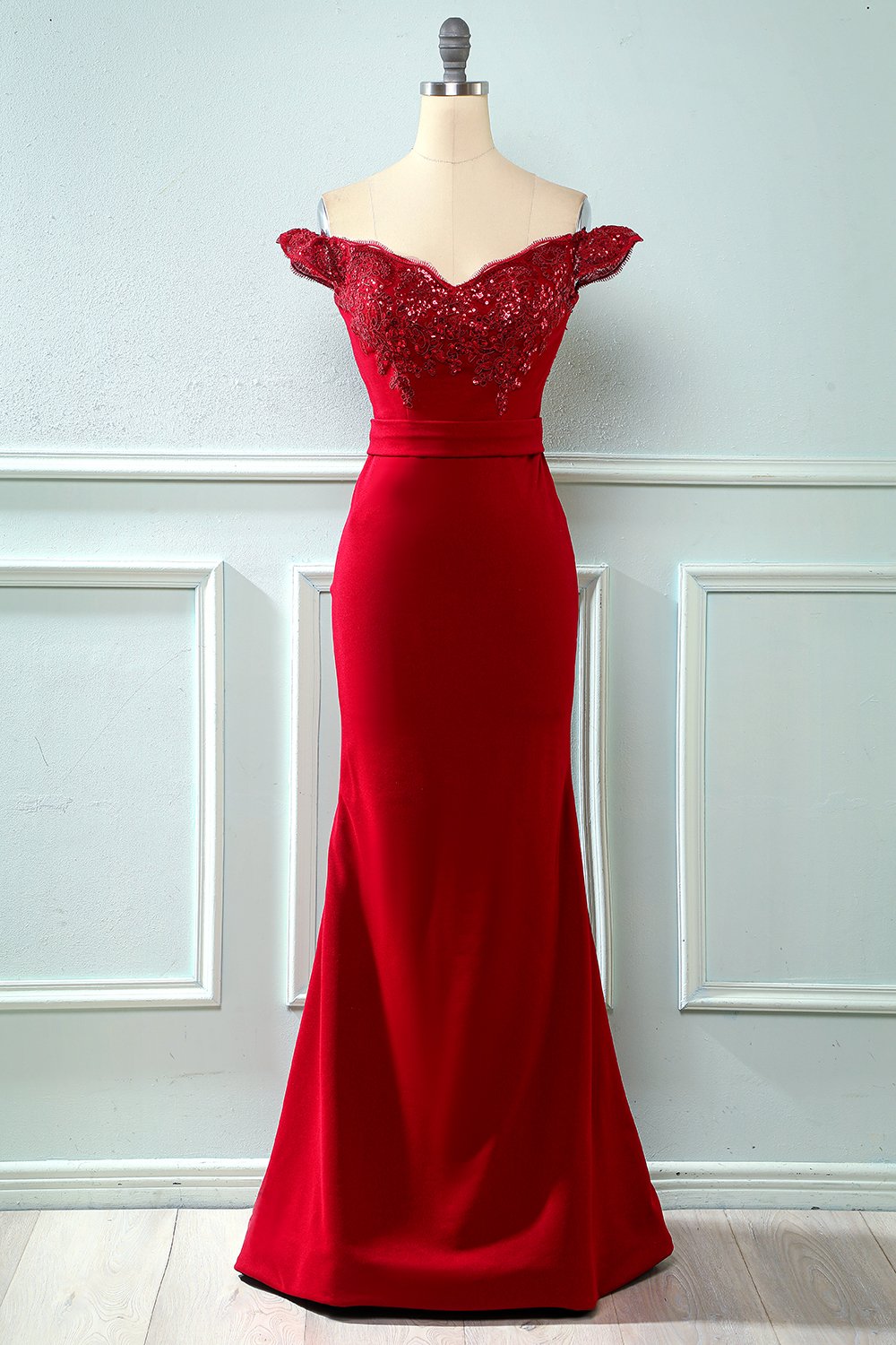 Off Épaule Sequins Mermaid Prom Robe