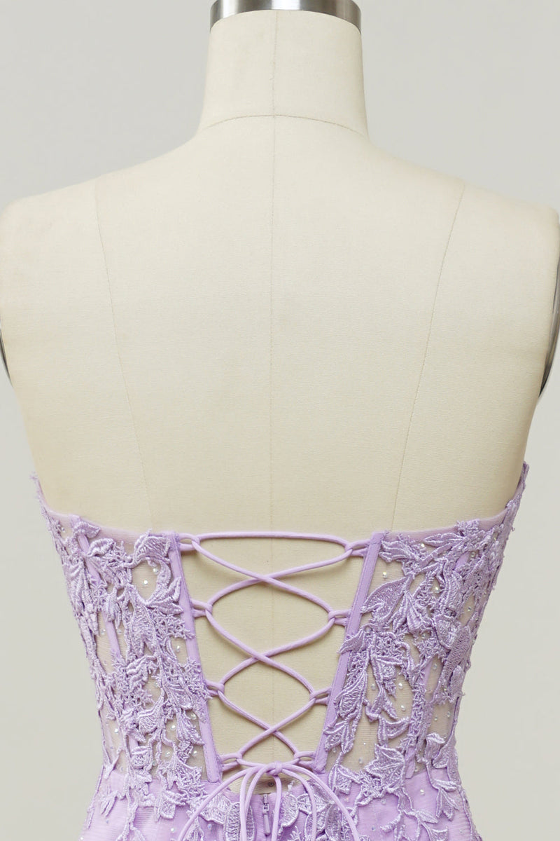 Charger l&#39;image dans la galerie, Robe de bal de sirène à col amoureux violet avec appliques