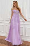 Une ligne Spaghetti Straps Navy Prom Robe avec appliques
