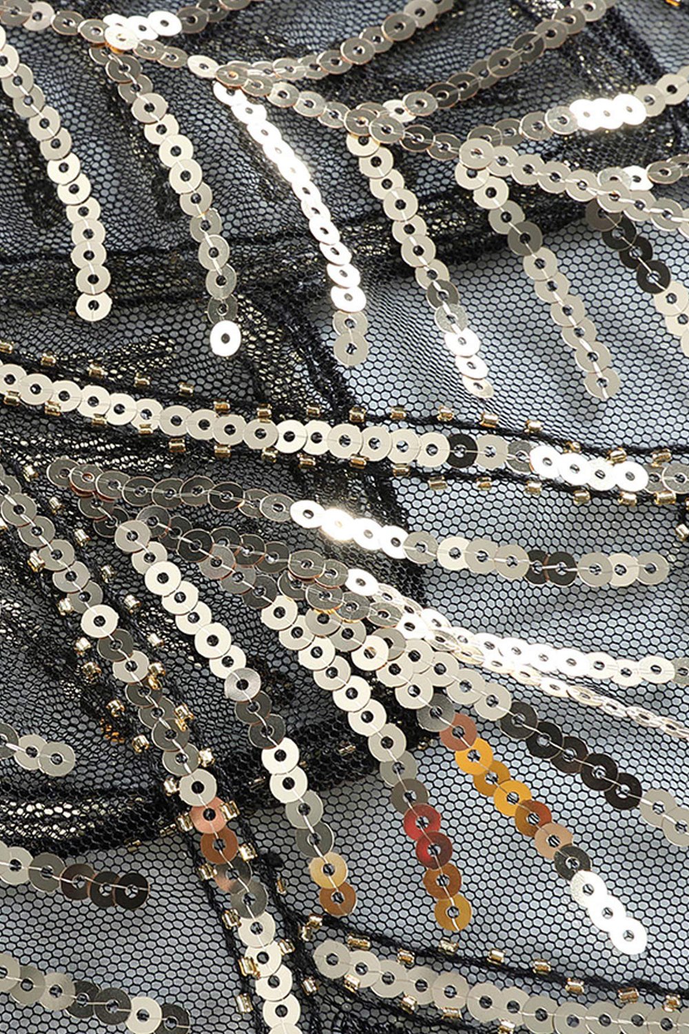 Cape à Paillettes Noires et Dorées des Années 1920