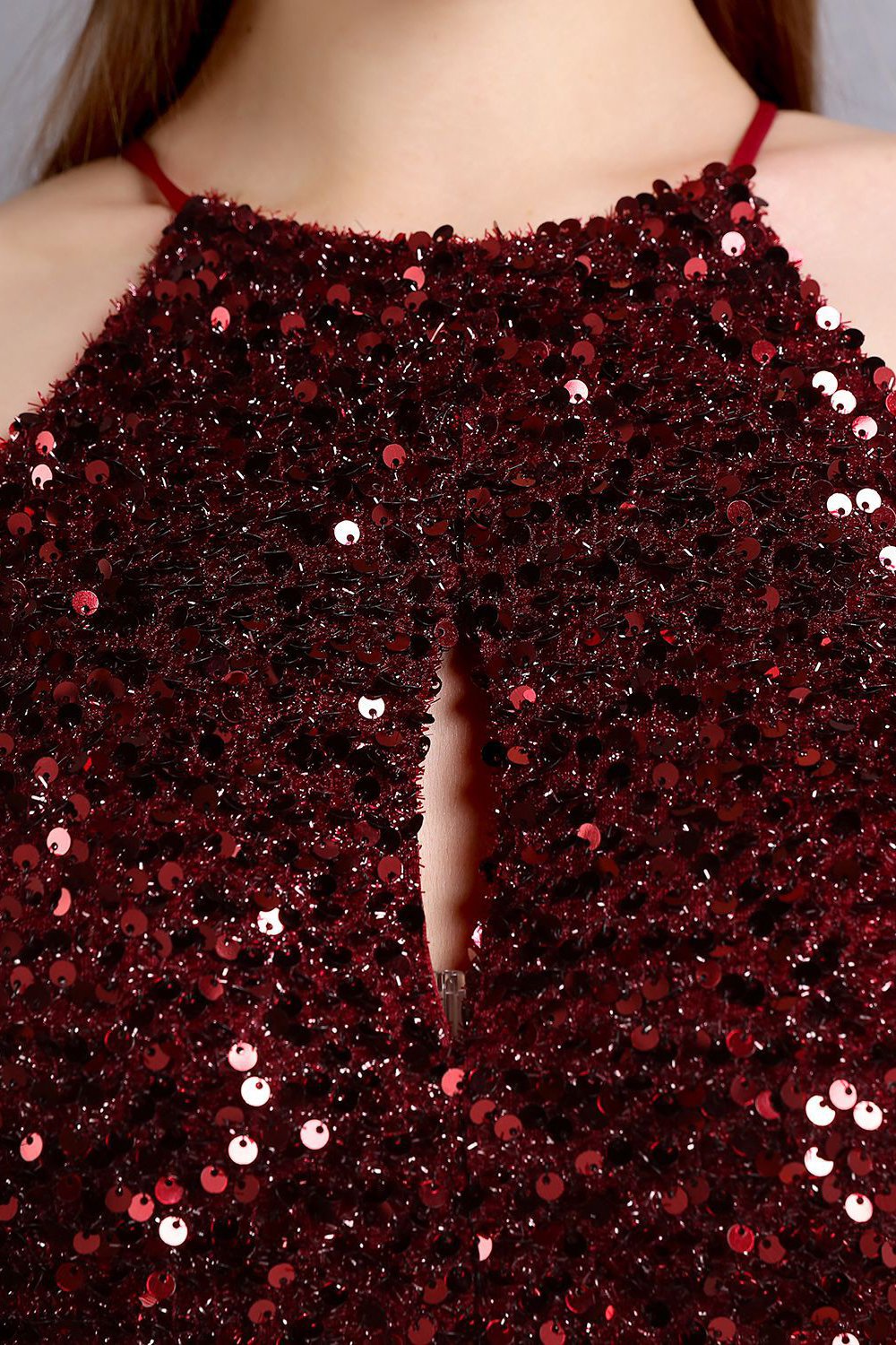 Robe Bordeaux Robe de Soirée longue à sequins