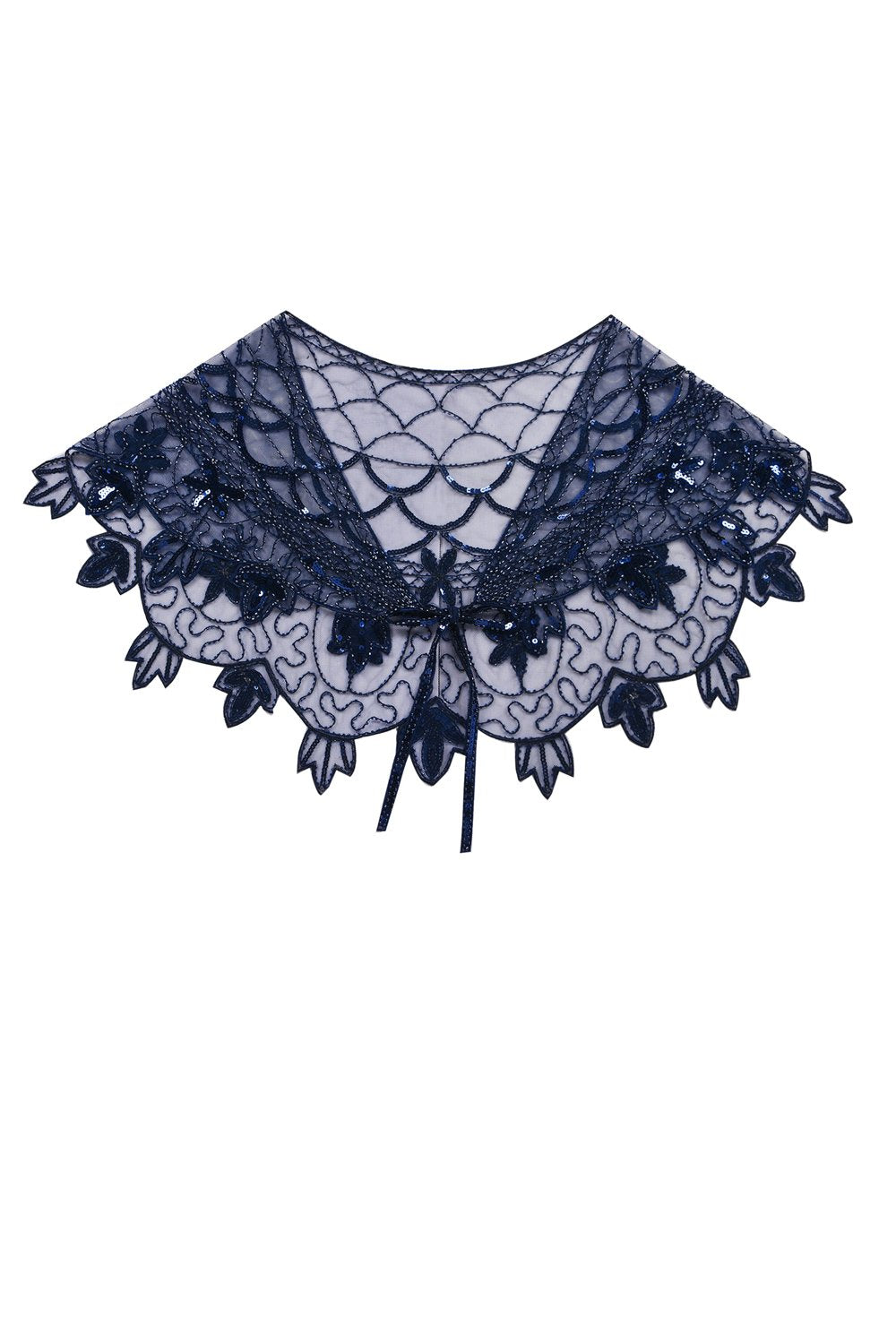 Zapaka Cape Femme Paillettes Fleur Bleu Années 1920