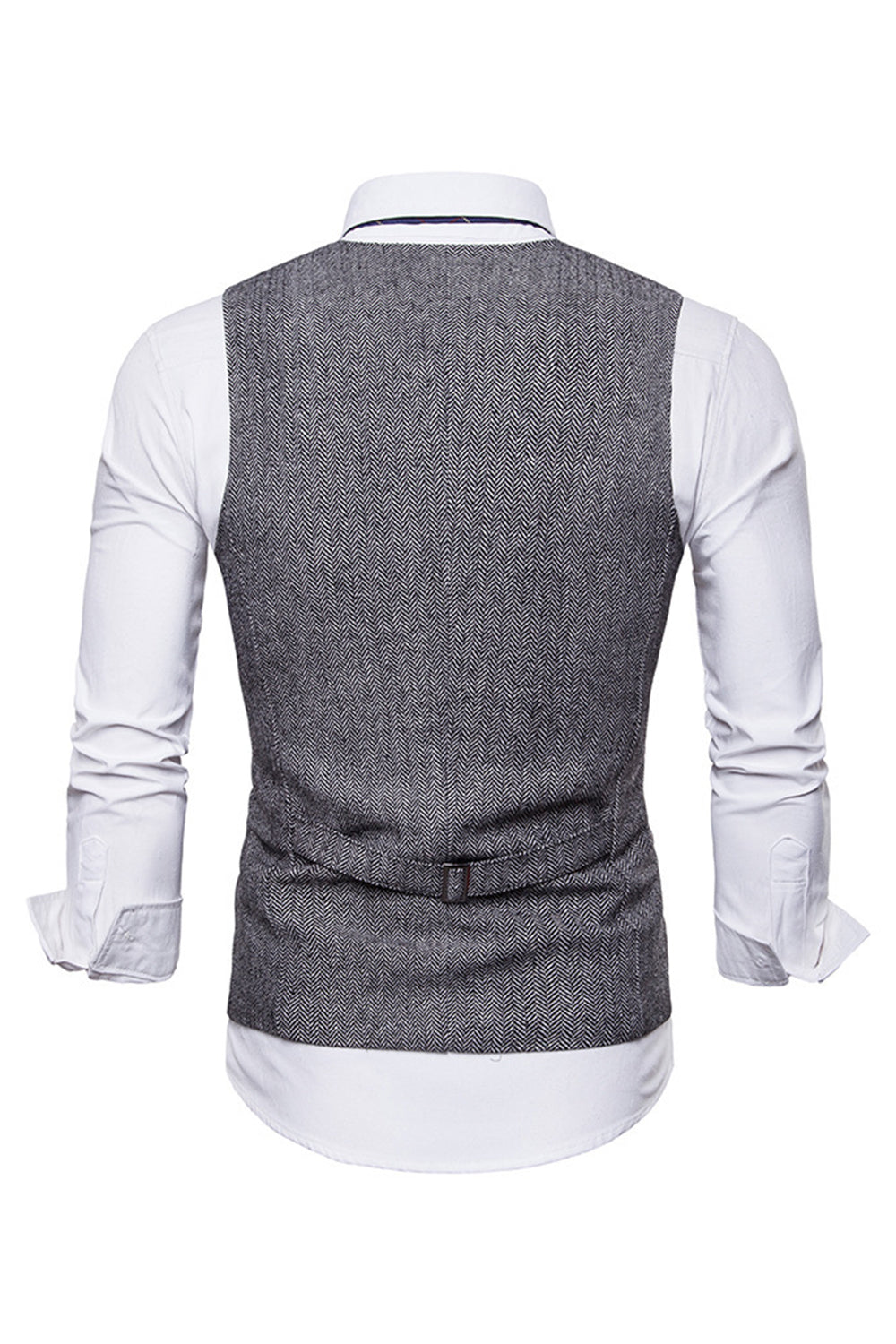 Gilets de costume noir pour hommes à poitrine unique à col en V