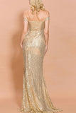 Robe de Bal Sirène Ornée de Sequins Dorés