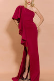 Zapaka Femme Robe de Soirée Rouge à Une épaule