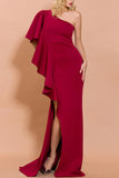 Zapaka Femme Robe de Soirée Rouge à Une épaule