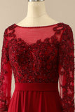 Robe de Mariée Bordeaux à Manches pour Mère