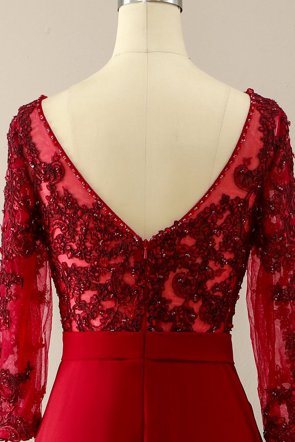 Robe de Mariée Bordeaux à Manches pour Mère