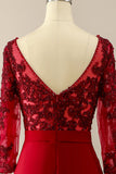Robe de Mariée Bordeaux à Manches pour Mère