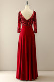 Robe de Mariée Bordeaux à Manches pour Mère