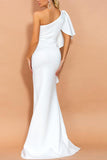 Zapaka Femme Robe de Soirée Blanche à Une épaule