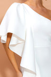 Zapaka Femme Robe de Soirée Blanche à Une épaule