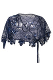 Zapaka Cape Femme Paillettes Fleur Bleu Années 1920