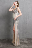 Gold Mermaid Sequin V Neck Prom Robe