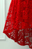 Charger l&#39;image dans la galerie, Robe asymétrique en dentelle rouge foncé