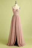 Robe de bal rose à bretelles