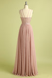 Robe de bal rose à bretelles