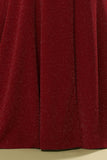 Robe de soirée col V bordeaux