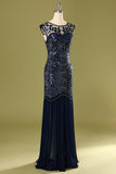 Robe à paillettes bleu marine des années 1920