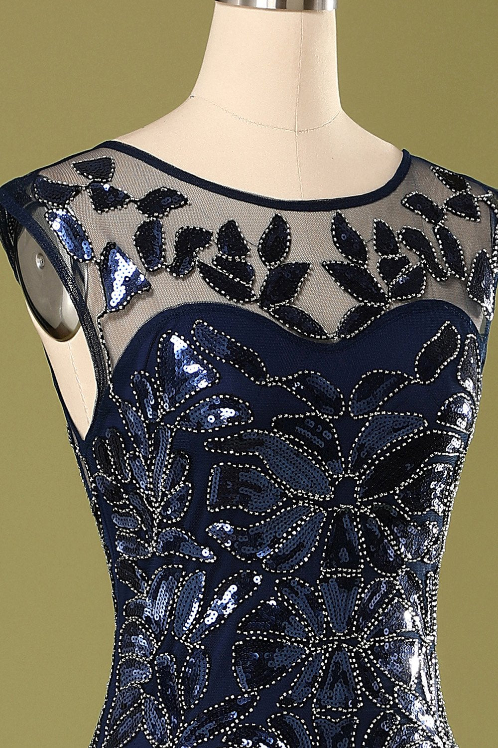 Robe à paillettes bleu marine des années 1920