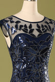 Robe à paillettes bleu marine des années 1920