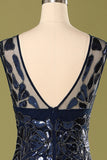 Robe à paillettes bleu marine des années 1920