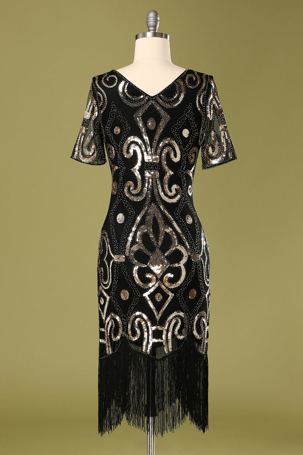 Robe à paillettes noires des années 1920
