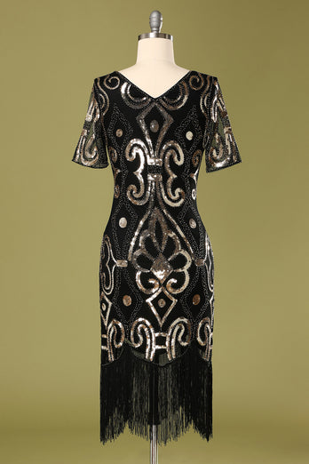 Robe à paillettes noires des années 1920