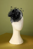 Bandeau Année 1920  Rétro en Tulle avec Perles Plumes noire