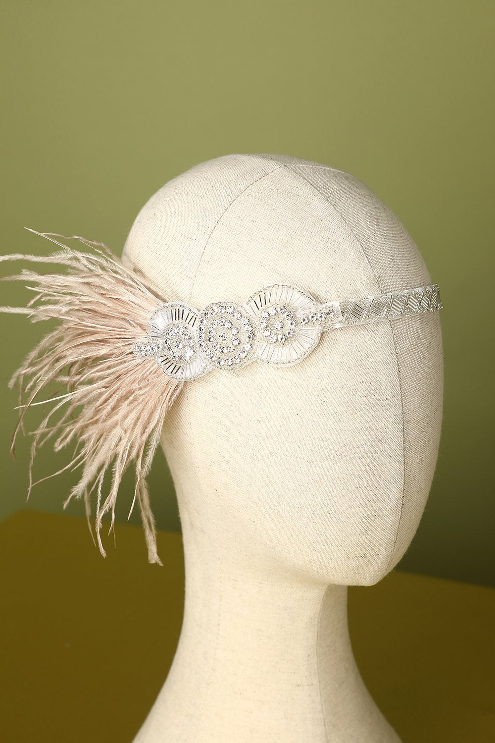 Bandeau de clapet perlé plume des années 1920