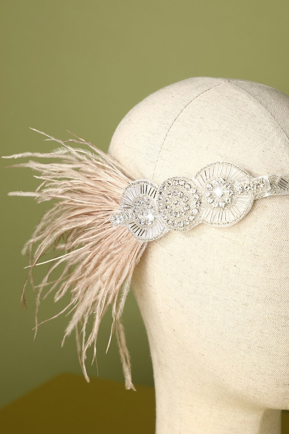Bandeau de clapet perlé plume des années 1920