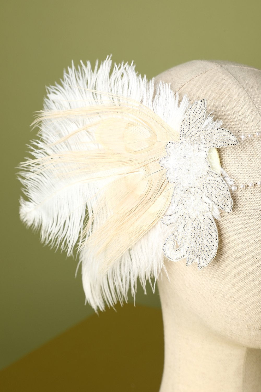 Bandeau avec perles et plumes années 1920