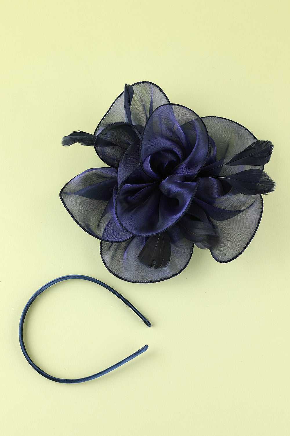 Vintage Bandeau de Plumes Années 1920 Organza Bleu