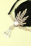 Bandeau à clapet perle plume noire des années 1920